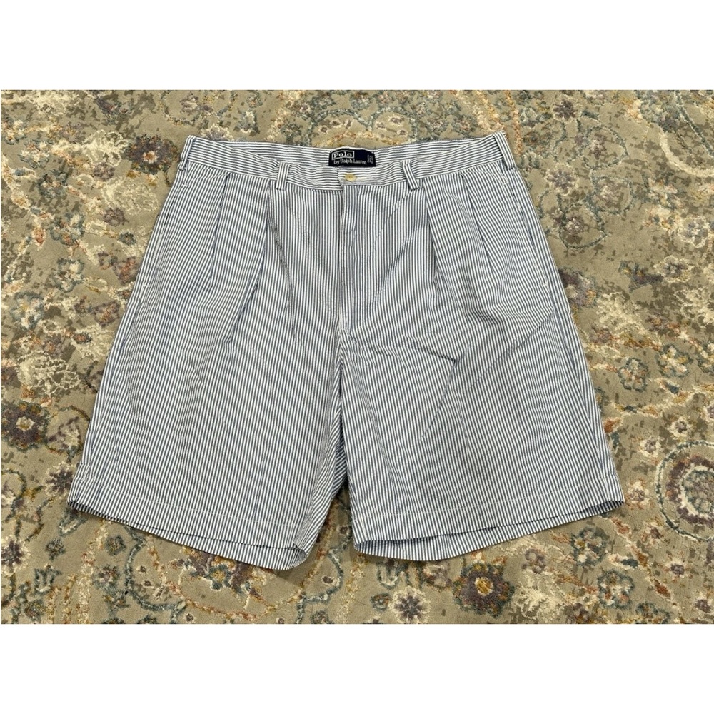Vtg Polo Ralph Lauren Seersucker Shorts Men's 36 Blue And White Striped Golf